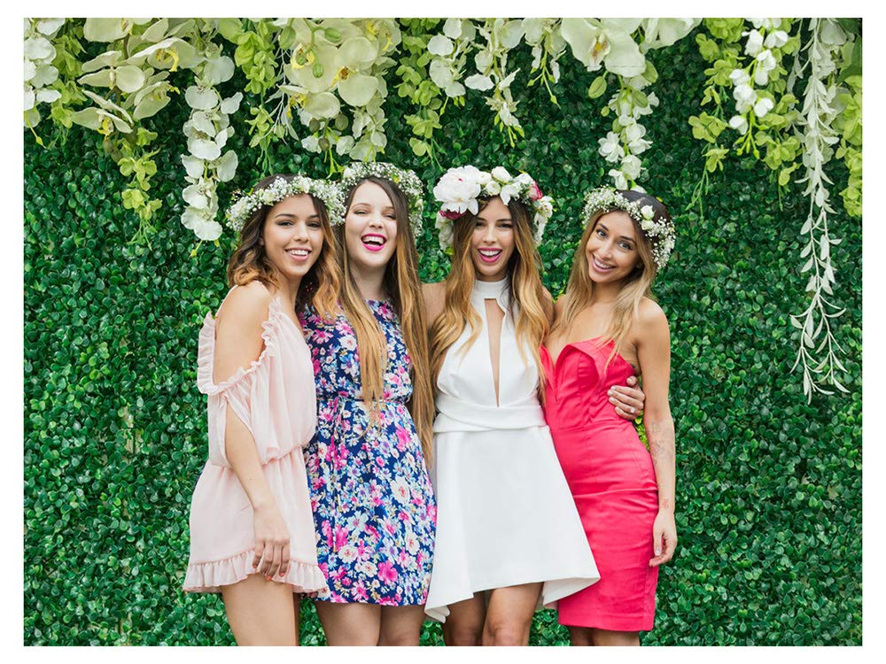 Chaiya 7X5Ft Green Leaves Backdrops Greenery Backdrop With Flowers Green Leaf White Flower Photo Backdrops Bridal Shower Backdro